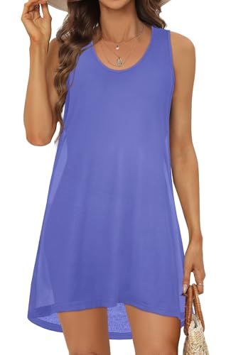 Image of elescat Womens Swimsuit Cover Up Summer Sleeveless T Shirt Beach Dress Tank Bikini Coverups 2026