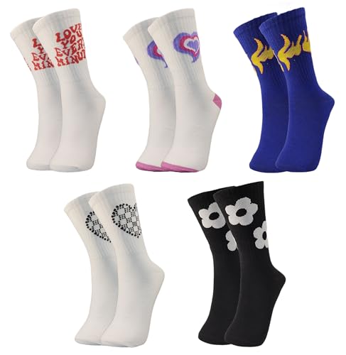 Image of TRAZO Women's Calf Length Designer Printed Multicolor, Multi-Purpose Socks | Socks for Women (Pack of 5)
