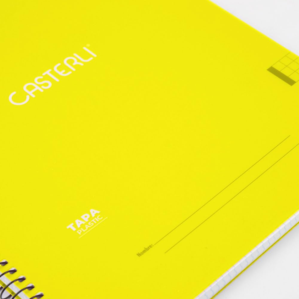 Casterli Cuaderno A4 con Espiral, Tapa Plástica Translúcido, Papel 90g Cuadriculado – Resistente y Profesional (8, Surt-2)