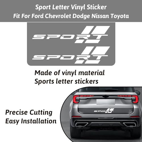 Image of Zhizhong Car Sport Decal,16 Inch Vinyl Sticker Fit for All Cars Side (2 pcs White)