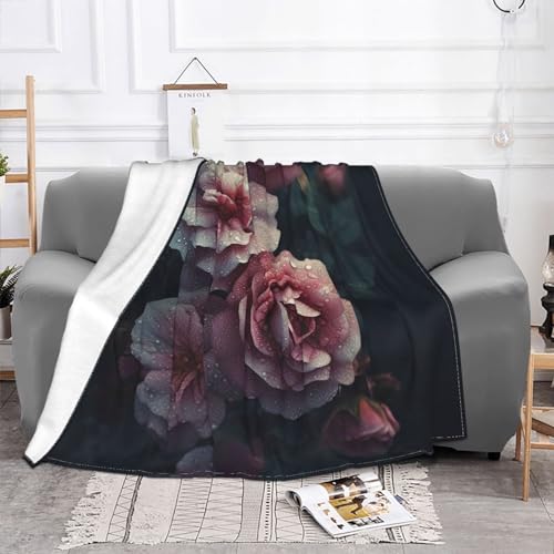 Couverture en flanelle chaude et légère imprimé floral pour lit et canapé