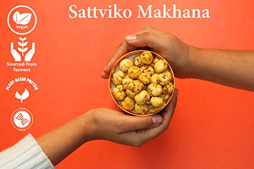 Image of Sattviko Makhana, Phool Makhana, Makana, Foxnuts, Makhane, Lotus Seeds for Eating, Raw Plain Phool Makhana, Vegan, Gluten Free, Non-GMO, Food yoga (200 gm - Pack of 1)