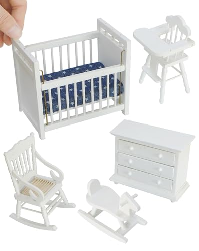 iLAND Miniature Dollhouse Furniture for Nursery Babyroom on 1/12 Scale Realisitc Doll House Furniture and Accessories Set Lovely for Teens Dollhouse...
