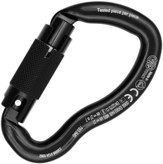 Ergo Auto Block Aluminum Alloy Carabiner Clip Lightweight Locking Carabiner for Climbing Hiking Camping and Outdoor Gear 3 Movement Auto Lock System 27kN Strength Made in Italy