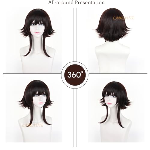 Image of LABEAUTE Brown Cosplay Wig Short Bob Heat Resistant Synthetic Costume Wig Pre-Styled Costume Hair for Halloween Party Convention