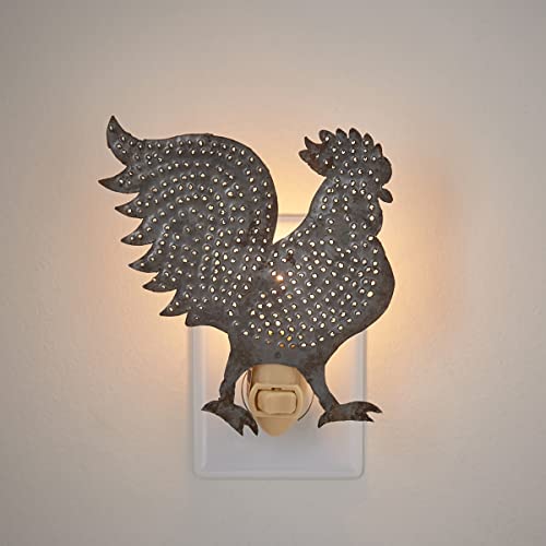Rooster-Tin-Night-Light-Primitive-Rustic-Metal-Farmhouse-Country-Lighting Rooster Tin Night Light Primitive Rustic Metal Farmhouse Country Lighting