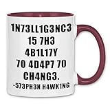 wowshirt Tasse Hawking Fähigkeitstest Ingenieur für Mathe-Lehrer Wissenschaftler IQ Genie Geek Gag, Farbe:White - Bordeaux