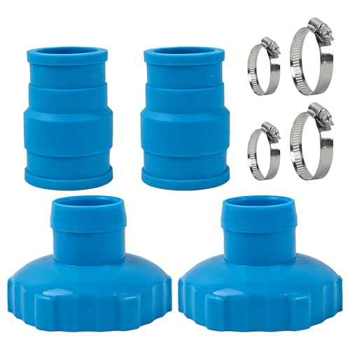 TonGass Pool Vacuum Hose Adapter Kit Compatible with Intex Adapter B 1.5 to 1.25 Pool Hoses Connector with Stainless Steel Clamps for Above Ground Pool Skimmer & Filter Pump Hoses 2 Set