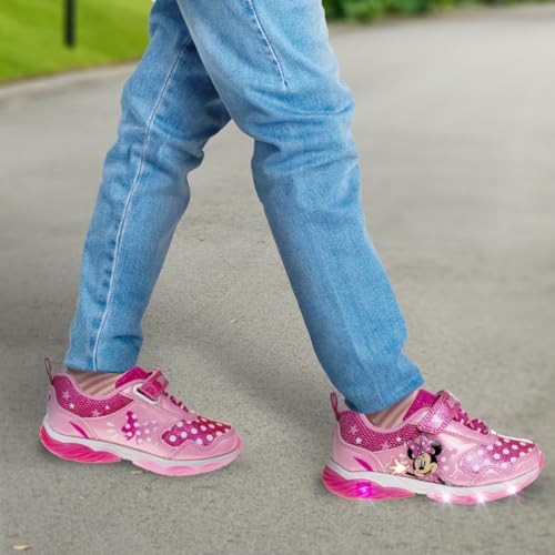 Disney Girls Minnie Mouse Light Up Laceless Running Shoes (Toddler/Little Girl)3