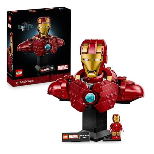 LEGO Marvel Iron Man MK4 Bust - Display Model Building Set for Adults incl. a Tony Stark Minifigure, plus Shoulder Cannons and a Rotating Head - Collectible Avengers Gift for Fans - 76327