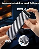 ORICO M.2 SSD Gehäuse [Werkzeuglos], NVMe Gehäuse USB 3.2 Gen2 10Gbps mit 2-in-1 Kabel, Aluminium NVMe M.2 Adapter für M-Key 2230/2242/2260/2280- BM2G2 – Ansicht 3