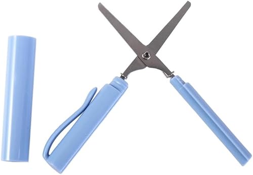 Miniatura 7 de Tijera plegable en forma de lápiz, 5 colores multifuncionales de trabajo manual Tijera de arte estacionaria DIY segura plegable tijera 2 en 1 estilo