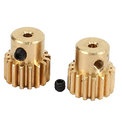 ELLANA Transmission Angle 2Pcs Metal Spur Gear Motor Gear 16 Teeth Spur Gear 3.175mm Shaft Motor Spur Pinion Gear for 1/16 Electric Car Spare Parts Driver Shaft