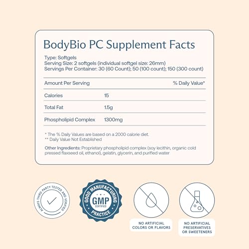 image for BodyBio PC - Phosphatidylcholine for Brain Health, Mental Clarity, Cog