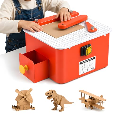Safe Cardboard Cutter for Kids DIY Cardboard Cutter Tool Kit with Scrap Drawer Electric Chomp Saw with Bladeless Technology for 3D Models & School Projects Educational Craft Tool for Boys and Girls