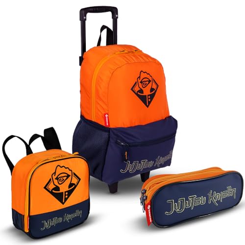 Kit Mochila Rodinhas Lancheira Térmico Estojo Jujutsu Tokyo