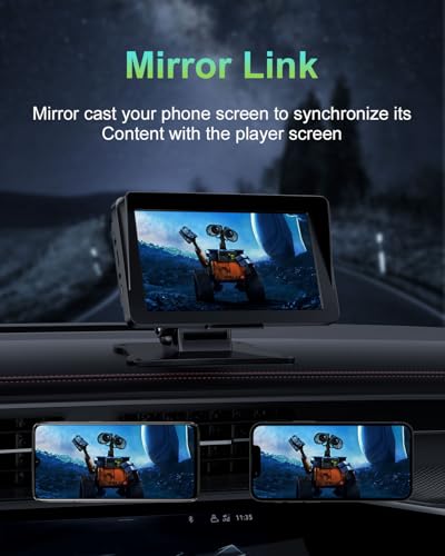 Image of Apple Carplay Screen for Car, 7 inch HD Portable Wireless Apple Carplay & Android Auto Touchscreen, with 1080P Backup Camera, Car Play Screen Tablet, GPS Navigation /Mirror Link /Bluetooth /FM /Voice Control