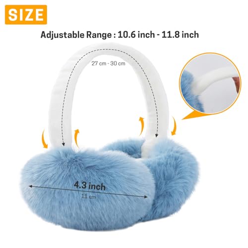 GNEGNI Kids Fluffy Ear Muffs Foldable Winter Faux Fur Earmuffs Adjustable Ear Warmer Cover Outdoor Earmuff for Girls Boys2