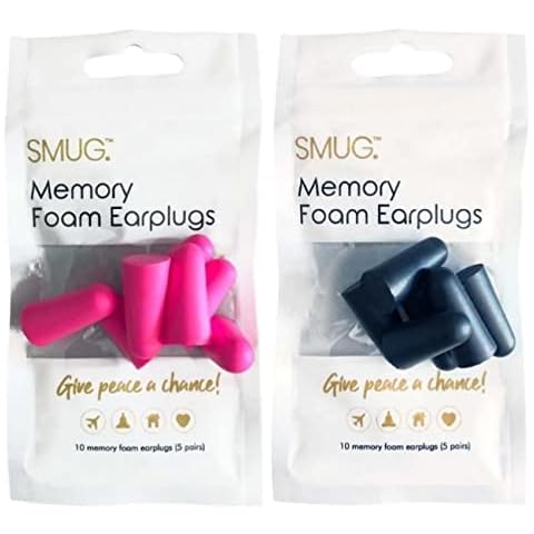 SMUG Foam Ear Plugs | 20 PC Soft Foam Earplugs | Ear Plugs for Sleep, Block Out Snoring, Travel, Loud Noise | Comfortable Noise Cancelling Ear Plugs | Custom Fit Earplugs (Black & Pink) Cover