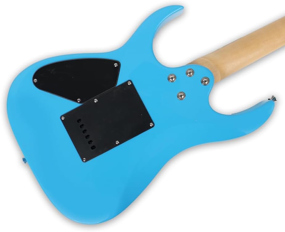 Electric guitar full size 24F single tremolo HSH pickups maple neck phoenix body 25.5inch scale length glossy blue 1V 1T 5ways toggle for starter beginner party show(YIBSD)