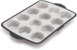 Trudeau Structure Pro Standard Muffin Pan, 12 Cavity Silicone Bakeware, Marble