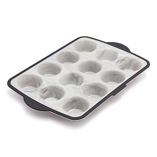Trudeau Structure Pro Standard Muffin Pan, 12 Cavity Silicone Bakeware, Marble