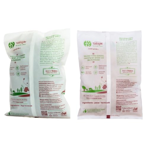 Image of S Siddhagiri's SATVYK THE HEALTH re STORE Combo Pack of Jowar / Ragi Millet Vermicelli (200gms each) - Sevaiya | No Maida | Traditional Method Semiya | Preservative Free | Vegan | Chemical Free Vermicelli | Total 400gms