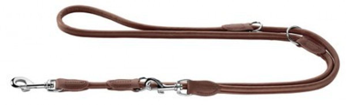 HUNTER Round e Soft, Guinzaglio Regolabile per Cani, in Pelle, Cuciture Lungo i Bordi, 10 e 200, Marrone
