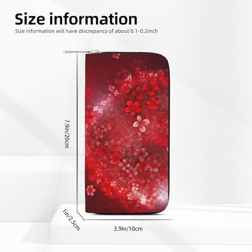 Valentine'S Day Red Heart Flower Leather Wallet For Women Girl, Zip Around Credit Card Holder Long Pu Wallet Clutch Purse Waterproof Travel Handbag3