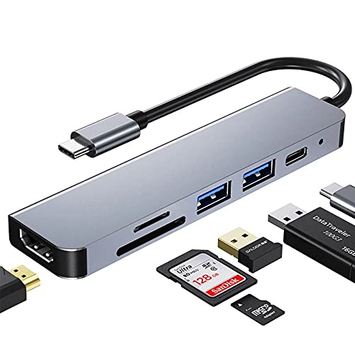 USB C Hub, 6-in-1 Type C Adapter Mini Docking Station with 4K HDMI, 2 USB 3.0 Ports, SD/TF Card Reader, 65W Power Supply Compatible with iPad Pro/MacBook/Type C Devices (USB-C-6 in 1)-image-49