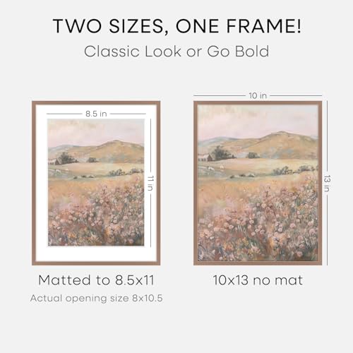 Image of Homeforia 10x13 Picture Frame Mocha, High End Metal 10x13 Poster Frames with Mat for 8.5x11, 10 x 13 Mocha Frames Matted to 8.5 x 11 inch Photo, 10by13 Hanging Frames, Tempered Glass, Wall Kit, Set of 2
