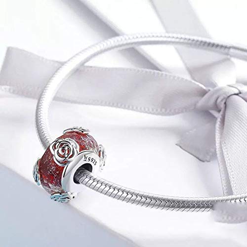 Murano Glass Charms Bead Sterling Silver Core for European Charm Bracelets Flower …3