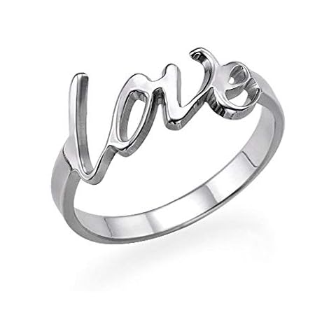 Personalised Name Plate Ring 925 Silver/Gold/Rose Gold Custom Ring Multi-Size Gift Women Girlfriend Mom Silver Cover