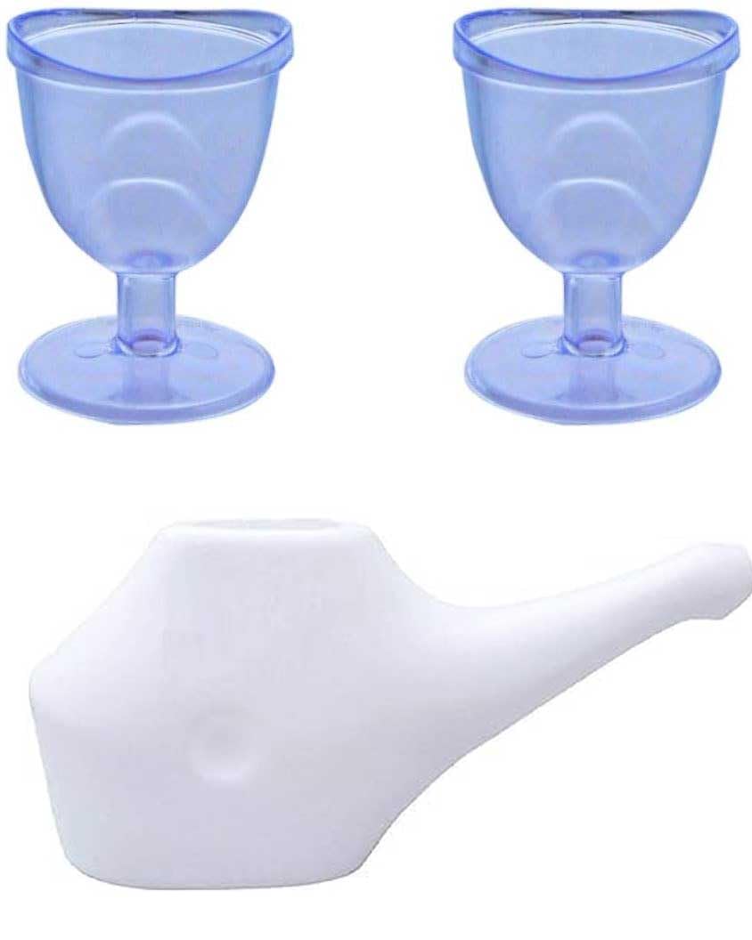 Webshoppers - Eye Wash Cup (Pack of 2) + White Jal Neti Pot | Nasal Rinse & Sinus Relief | Eye Rinse Cup for Dryness & Irritation | Unbreakable, Travel-Friendly | Ayurvedic Wellness Cleansing Kit-image-46
