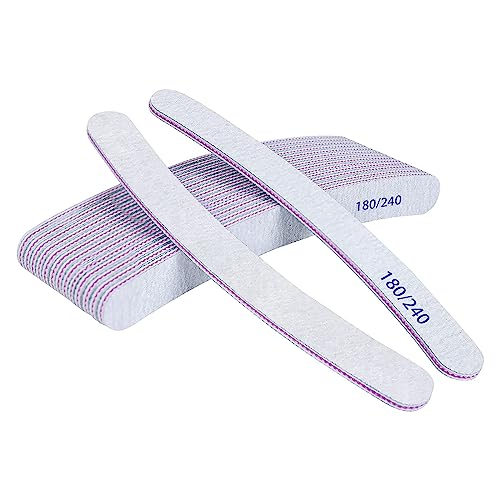 URAQT Lime à Ongles, 15pcs Double Face - lime 180/240 Grain Lavable être Réutilisé Plusieurs Fois, pour Manucure Cosmétique, Salon de Coiffure, Animaux Domestiques,Maison (Blanc)