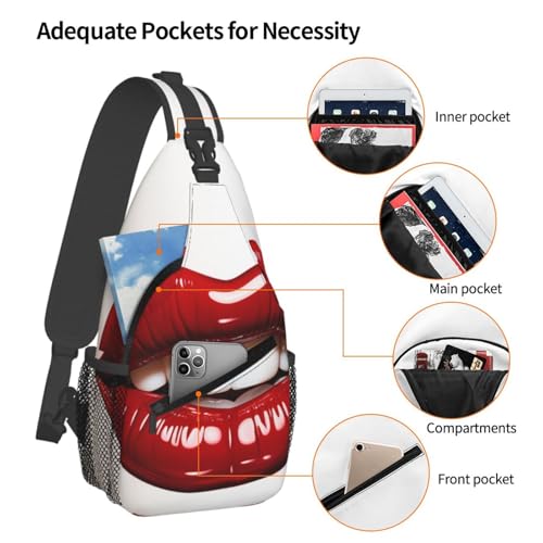 Mochila tipo sling con diseño labios rojos miniatura 3