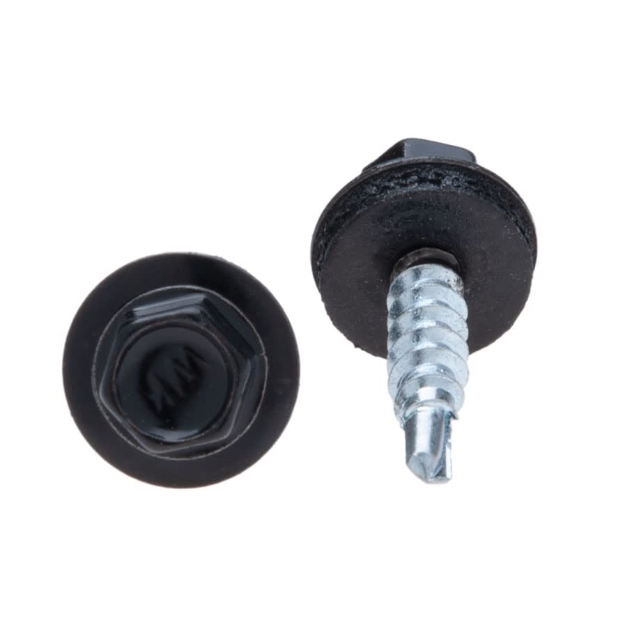 4.8 mm x 25 mm Roofing Screws, Hex Head Self-Drilling Multi-Color (RAL 9005 Jet Black) Roof Screws with EPDM Sealed Washer - Image 3