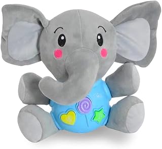 Maxibaby Boneco de Pelúcia Musical Buddy's Elefante, Antilalérgico, Luz Suave, 12 Canções de Ninar, 6 Sons Divertidos, Sons de Risada (acima de 2 meses), Multicolorido