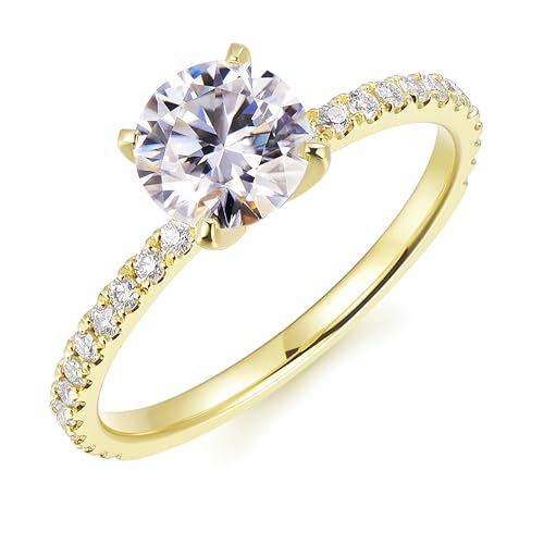 Classic 4-Prong Setting 1.0 CT Round Brilliant Cut 14K Gold Moissanite Engagement Ring Promise Rings3