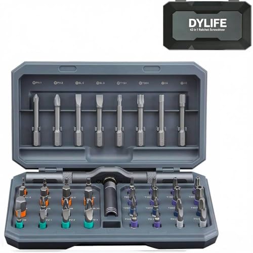Image of DYLIFE 42 in 1 Magnetic Screwdriver Set, DIY Ratchet Screwdriver Set, Removable Self-assembly Precision Screwdriver Kit, Magnetic DIY Precision Tool Kit for PC Laptop Mobile Cell Phone Digital Watch
