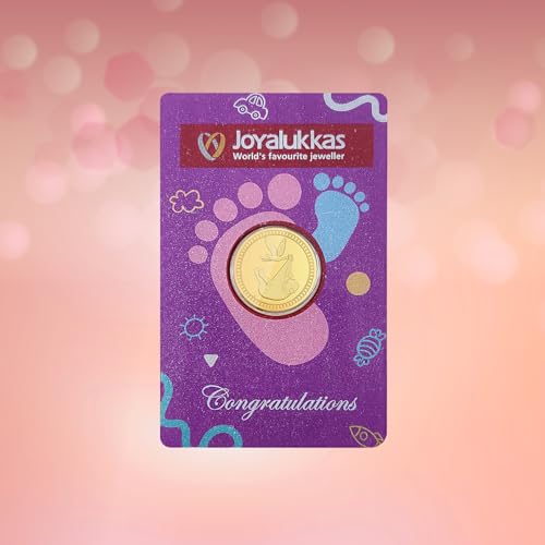 Image of Joyalukkas 22K (916) Purity Gold Coin | Yellow Color | Round Shape | New Born Baby Design.