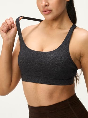 Image of Women's Strappy Sports Bras Light Compression Crop Criss Cross Back Padded Workout Yoga Bra Supportive U Neckline