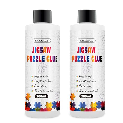 Image of YAKAMOZ Jigsaw Puzzle Glue Clear, Quick Drying with Scraper, 400mL | Large Project Ready | Smooth Application | Multiple Creations | Hobby Essential