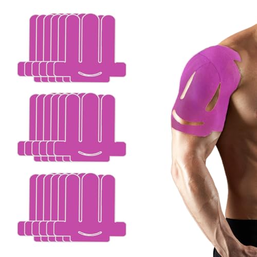 Kinesiology Tape for Shoulder Precut, Athletic Tape 18 PCS Shoulder Tape for Pain Relief-WatreProof & Breathable Hypoallergenic Latex- Free Kinesiology Tape for Pain Relief and Muscle Sports (Pink)