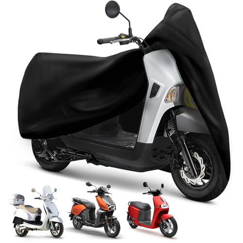 XYZCTEM Moped Cover Vespa Cover Waterproof Outdoor for Small Scooter Cover Outdoor Protection Against Water UV Wind Fit for Honda 50CC 60 to 72 L Motorcycle Cover Black