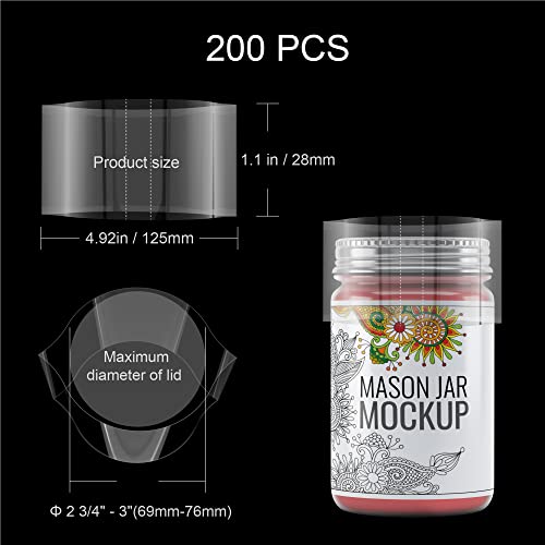 Image of Shrink Wrap Bands for Bottles Jars Seals Shrinkable Plastic Sealer Heat Shrink Bands Cap Seal for Jars Bottles Mouth Shrink Bag Refillable Shrink Wrap Container(200 Pieces,4.92 x 1.1 Inch,125 x 28mm)