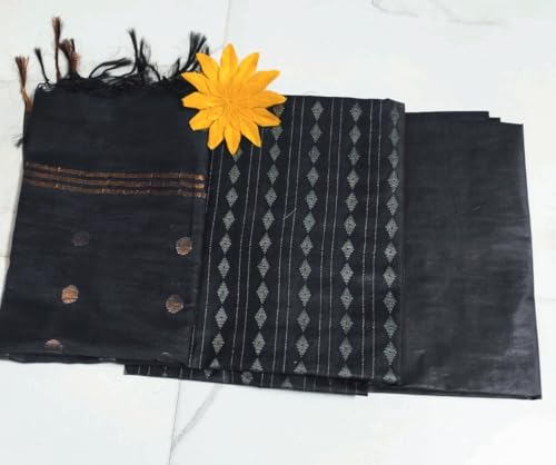 Image of STB-SILK TEXTILES BHAGALPUR Women's Bhagalpuri Cotton Silk Unstitched Salwar Suit Dress Material With Dupatta