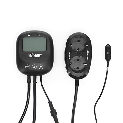 HOBBY Aquaristik Humidity Control II I Digitale Luftfeuchtigkeitsregler für Terrarien I Inkl. Nachtabsenkung I 2 Steckplätze I für Terrarien und Gewächshäuser