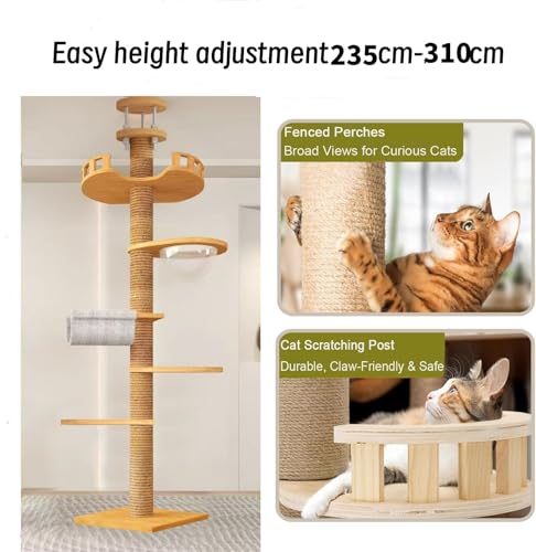 Torre para gatos ajustable de madera sólida 17x16x122 pulg miniatura 4