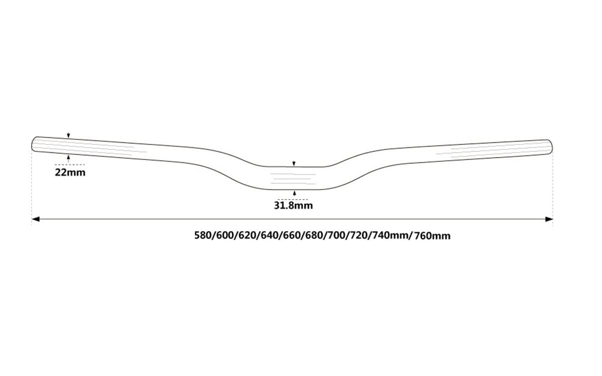 Guidon De VTT 31,8 Mm Rehausse en Fibre De Carbone Guidon VTT 580/600/620/640/660/680/700/720/740/760mm Barre Extra Longue